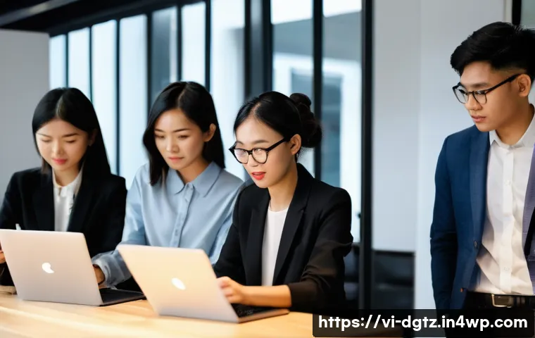 디지털 네트워킹의 성공 사례 및 교훈 - **Prompt:** A dynamic scene depicting a diverse group of young Vietnamese professionals, men and wom...