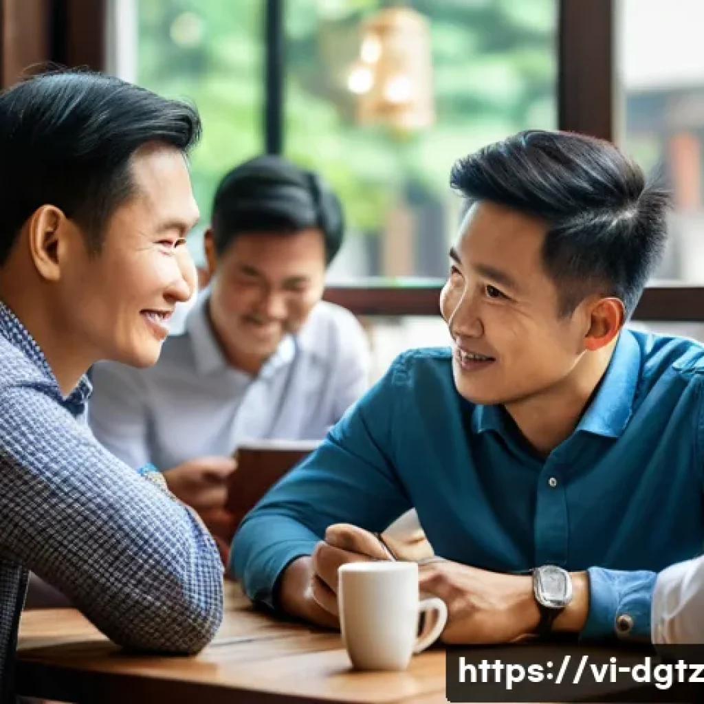 디지털 네트워킹에서의 오프라인 만남 활용하기 - A professional networking event in Hanoi, Vietnam, featuring diverse Vietnamese adults in business c...