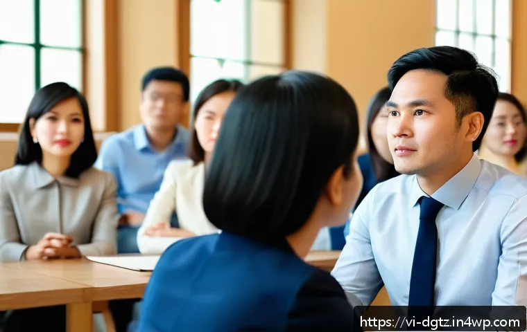 전문가의 조언을 받아들이는 기술 - A professional Vietnamese business meeting scene showing diverse adults attentively listening to a s...