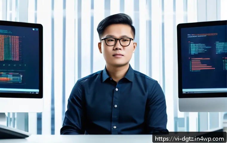 전문가와의 대화에서의 주제 선택하기 - A modern Vietnamese IT expert in a sleek office environment, dressed in smart casual attire with gla...